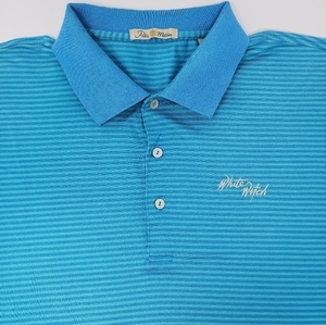 Peter Millar Men's Blue Stripe Double Mercerized Cotton Polo‎ Golf Shirt XL
